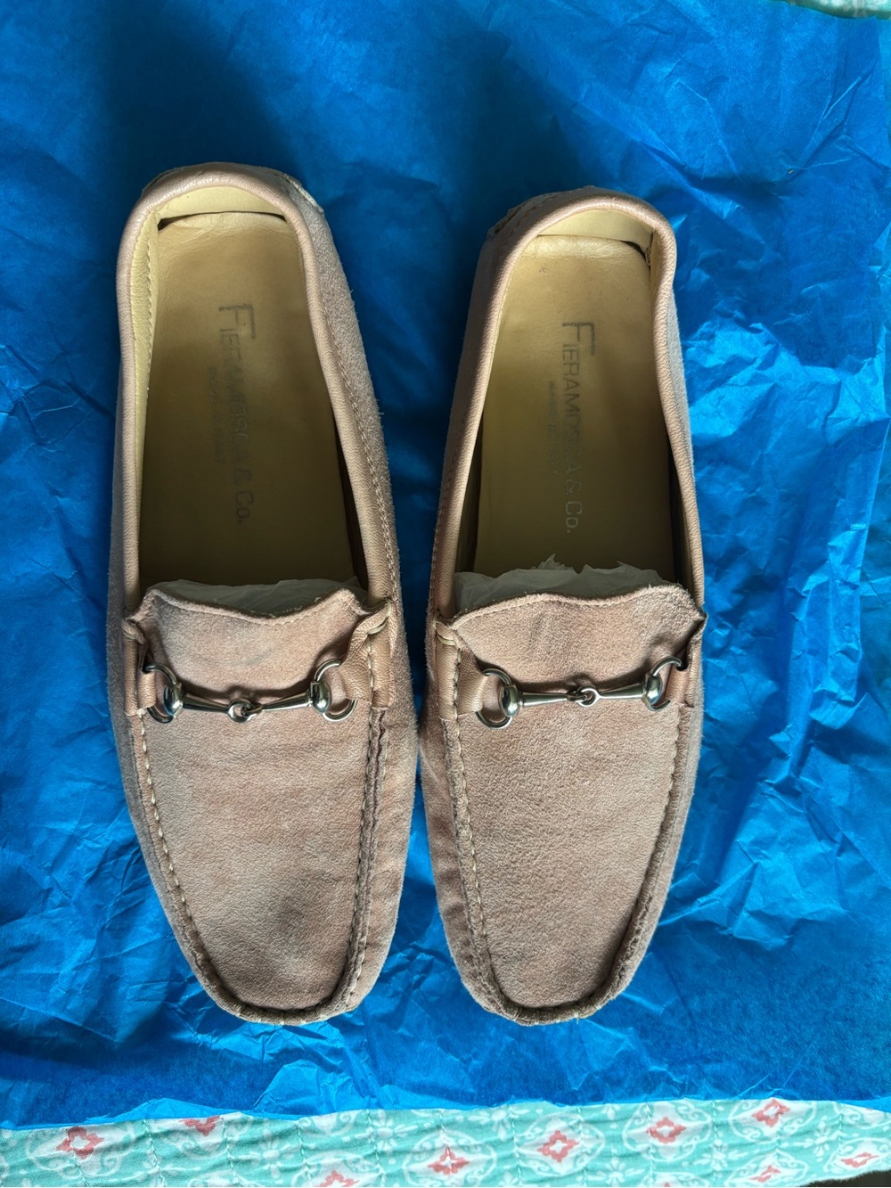 Fieramosca & Co Light Peach Suede driving loafer